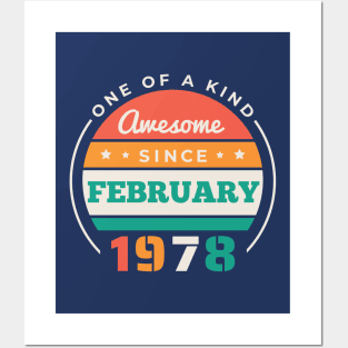 Retro Awesome Since February 1978 Birthday Vintage Bday 1978 Posters and Art